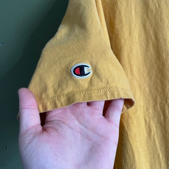 Champion Casual Athleisure XL Men's Pale Yellow Short Sleeve Logo Crewneck Tee - Picture 5 of 5